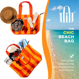 Bagelite Beach Bags Waterproof Sandproof, XL Large Tote Bag with Zipper, Pool Swim Bags for Women, Red Orange