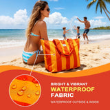 Bagelite Beach Bags Waterproof Sandproof, XL Large Tote Bag with Zipper, Pool Swim Bags for Women, Red Orange