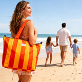 Bagelite Beach Bags Waterproof Sandproof, XL Large Tote Bag with Zipper, Pool Swim Bags for Women, Red Orange