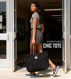 Bagelite Extra Large Canvas Tote Bag for Women Men, Utility Work Tote with Zipper, Laptop Tote Bags with Pockets, Teacher Tote, Black