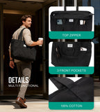 Bagelite Extra Large Canvas Tote Bag for Women Men, Utility Work Tote with Zipper, Laptop Tote Bags with Pockets, Teacher Tote, Black