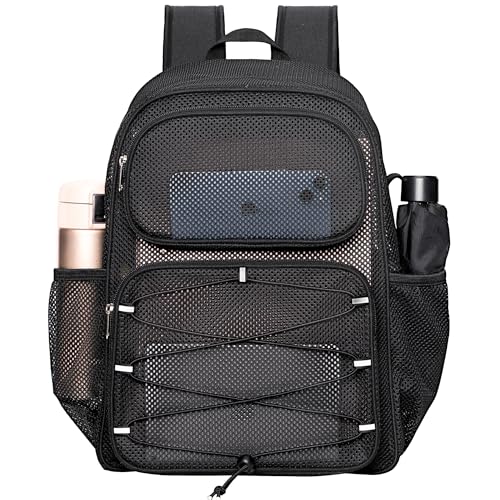 Bagenius Heavy Duty Mesh Backpack, 30L See Through Large Capacity Beach Bag