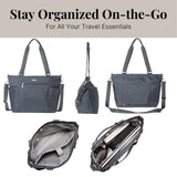 Baggallini Essential Laptop Tote - Work Tote Bag with Laptop Sleeve - Lightweight Travel Crossbody Shoulder Bag for Women, Charcoal Gray