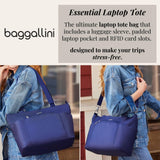Baggallini Essential Laptop Tote - Work Tote Bag with Laptop Sleeve - Lightweight Travel Crossbody Shoulder Bag for Women, Charcoal Gray