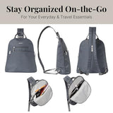 Baggallini Essential Mini Backpack Purse for Women - Built-in RFID Card Holder - Convertible Sling Bag with Adjustable Shoulder Strap, Charcoal Gray