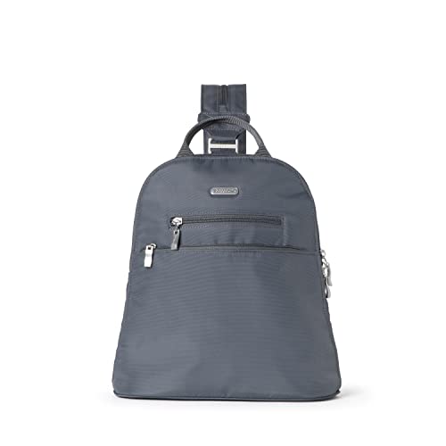 Baggallini Essential Mini Backpack Purse for Women - Built-in RFID Card Holder - Convertible Sling Bag with Adjustable Shoulder Strap, Charcoal Gray