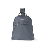 Baggallini Essential Mini Backpack Purse for Women - Built-in RFID Card Holder - Convertible Sling Bag with Adjustable Shoulder Strap, Charcoal Gray