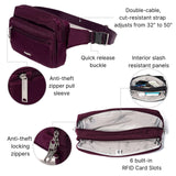 Baggallini Securtex Anti - theft Belt Bag 8.8"x5.5" Crossbody Fanny Pack for Women RFID Wallet Locking Zipper Travel Purse