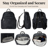 Baggallini Securtex® Anti - theft Vacation Travel Backpack 10x13 Slash - Resistant Nylon Daypack w/RFID, Midnight Blossom