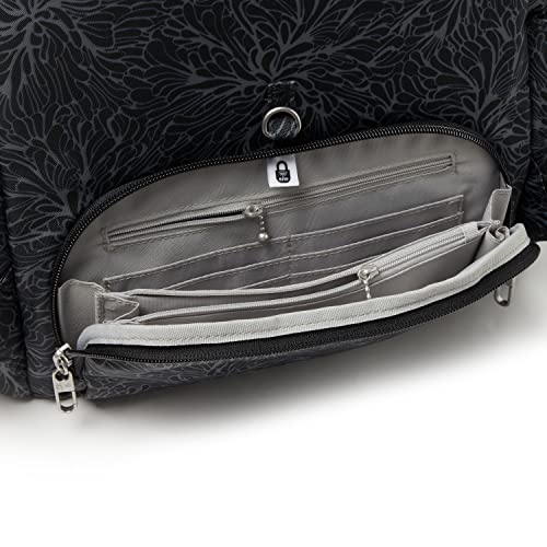 Baggallini Securtex® Anti - theft Vacation Travel Backpack 10x13 Slash - Resistant Nylon Daypack w/RFID, Midnight Blossom