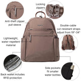 Baggallini Securtex® Anti - theft Vacation Travel Backpack 10x13 Slash - Resistant Nylon Daypack w/RFID, Portobello