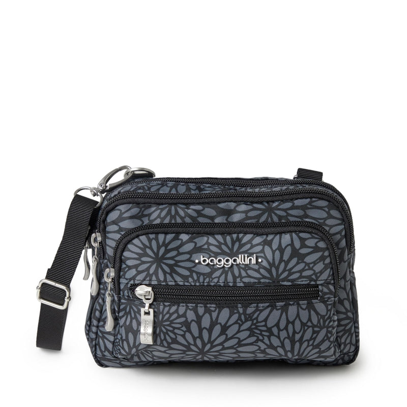 Baggallini womens Triple Zip Bagg Convertible Cross Body, Pewter Floral, One Size US