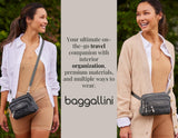 Baggallini womens Triple Zip Bagg Convertible Cross Body, Pewter Floral, One Size US