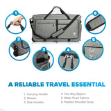 Bago Rolling Duffle Bag with Wheels - 31" 120L Foldable Weekender Bag, Waterproof Travel Duffel Bag, Heavy Duty Lightweight Duffle Bag for Traveling, Rolling Duffel Bag with Wheels (SnowGray0023)