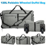 Bago Rolling Duffle Bag with Wheels - 31" 120L Foldable Weekender Bag, Waterproof Travel Duffel Bag, Heavy Duty Lightweight Duffle Bag for Traveling, Rolling Duffel Bag with Wheels (SnowGray0023)
