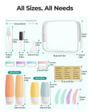 BAGSMART 18 Pack TSA Approved Travel Bottles for Toiletries, Leak Proof Silicone Travel Size Containers Bottles for Shampoo, Purple