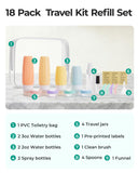 BAGSMART 18 Pack TSA Approved Travel Bottles for Toiletries, Leak Proof Silicone Travel Size Containers Bottles for Shampoo, Purple