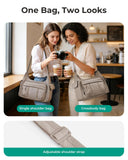 BAGSMART 2 in 1 Puffy Camera Sling Bag for Photographer, Everyday Shoulder Crossbody Bag with Pockets Digital Camera Case for DSLR/Mirrorless, Brown