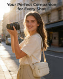BAGSMART 2 in 1 Puffy Camera Sling Bag Small Camera Shoulder Bag DSLR/SLR/Mirrorless Crossbody Photography Camera Case for Photographers, Beige