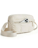 BAGSMART 2 in 1 Puffy Camera Sling Bag Small Camera Shoulder Bag DSLR/SLR/Mirrorless Crossbody Photography Camera Case for Photographers, Beige