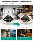 BAGSMART 2 in 1 Puffy Camera Sling Bag Small Camera Shoulder Bag DSLR/SLR/Mirrorless Crossbody Photography Camera Case for Photographers, Beige
