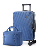 BAGSMART 2 Piece Carry On Luggage Set, PC Hardside Suitcase Airline Approved, 20 Inch Spinner Wheels Travel Luggage Hard Shell with Duffle Bag for Men Women, Blue