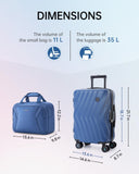 BAGSMART 2 Piece Carry On Luggage Set, PC Hardside Suitcase Airline Approved, 20 Inch Spinner Wheels Travel Luggage Hard Shell with Duffle Bag for Men Women, Blue