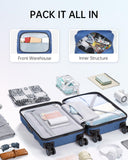 BAGSMART 2 Piece Carry On Luggage Set, PC Hardside Suitcase Airline Approved, 20 Inch Spinner Wheels Travel Luggage Hard Shell with Duffle Bag for Men Women, Blue