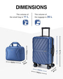 BAGSMART 2 Piece Luggage, 20 Inch Carry On Suitcase with Spinner Wheels, Polycarbonate Material, Blue