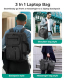 BAGSMART 3 In 1 Laptop Bag for Men, Computer Briefcase 17.3 Inch Laptop Water - Repellent Shoulder Bag, Computer Bag Business Travel Office, Black