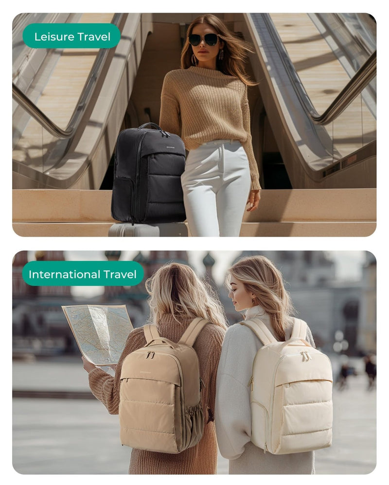 BAGSMART 30L Travel Backpack for Women, Carry on Backpack for Airplanes, Gym Backpack with Shoe Compartment, Lightweight Travel Bag Fits 15.6 Inch, Water - Resistant, Desert
