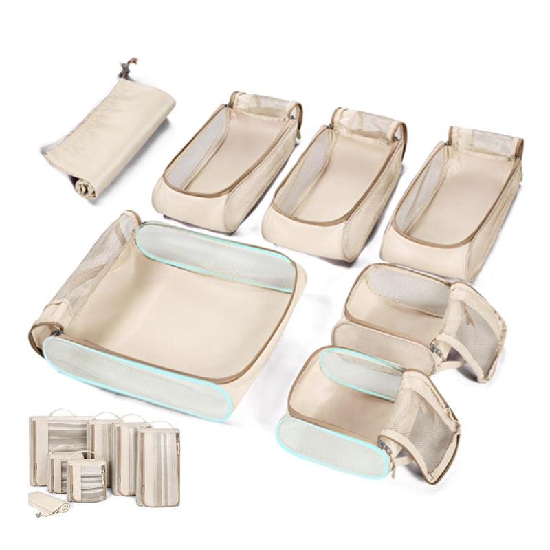 BAGSMART 7 Set Packing Cubes for Travel Essentials, Lightweight Luggage Suitcase Organizer Bags with Shoe Bag, Keep Shape Packing Cubes