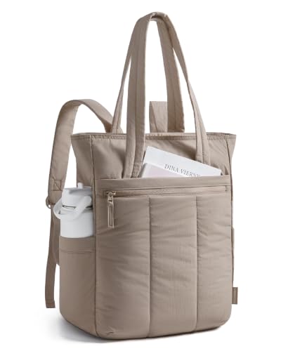 BAGSMART Backpack for Women, 15.6 Inch Tote Backpack for Travel, Camel