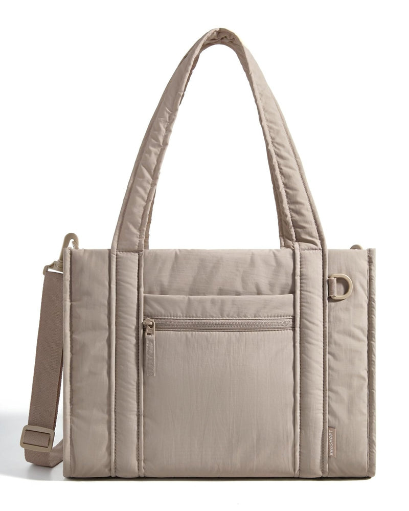 BAGSMART Boxy Tote Bag for Women, Crossbody Bag with Zipper, Crush Bow Purses for Travel Work College, Camel, Small
