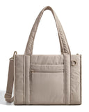 BAGSMART Boxy Tote Bag for Women, Crossbody Bag with Zipper, Crush Bow Purses for Travel Work College, Camel, Small