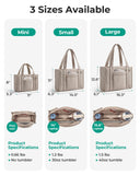 BAGSMART Boxy Tote Bag for Women, Crossbody Bag with Zipper, Crush Bow Purses for Travel Work College, Camel, Small