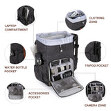 BAGSMART Camera Backpack, DSLR SLR Waterproof Camera Bag, Anti - Theft Photography Backpack with 15 Inch Laptop Compartment, Tripod Holder & Rain Cover, Black