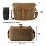 BAGSMART Camera Bag, SLR DSLR Canvas Crossbody Camera Case, Compact Camera Shoulder Bag with Rain Cover for Women and Men, Khaki