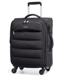 BAGSMART Carry On Luggage 22x14x9 Airline Approved, 20 Inch Soft Suitcase with Wheels, Lightweight Spinner Carry on Suitcase with PVC Wet/Dry Pockets for Short Trip, Black