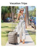 BAGSMART Carry On Luggage 22x14x9 Airline Approved, 20 Inch Soft Suitcase with Wheels, Lightweight Spinner Carry on Suitcase with PVC Wet/Dry Pockets for Short Trip, Black