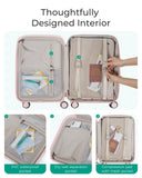 BAGSMART Carry On Luggage 22x14x9 Airline Approved with Spinner Wheels, Travel TSA Approved 100% PC Hard Shell Suitcases, 20 Inch Expandable Luggage with TSA Lock, Atlas Pink