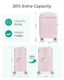 BAGSMART Carry On Luggage 22x14x9 Airline Approved with Spinner Wheels, Travel TSA Approved 100% PC Hard Shell Suitcases, 20 Inch Expandable Luggage with TSA Lock, Atlas Pink