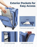 BAGSMART Carry - On Luggage Airline Approved, 20 inch Expandable Suitcase with Duffel bag, Softside Lightweight Suitcases with Spinner Wheels, Blue