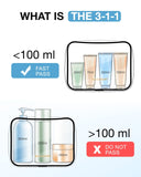 BAGSMART Clear Toiletry Bag, 2 Pack TSA Approved Travel Toiletry Bag Carry on Travel Accessories Bag Airport Airline Quart Size Bags Water Repellent Makeup Cosmetic Bag for Women (Black - 2pcs)