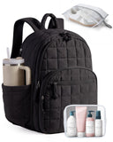 BAGSMART College Laptop Backpack, Travel Backpack for Women, Quilted Airline Approved Carry On Backpack Fits 17.3 Inch Laptop, Personal Item Travel Bag, Black