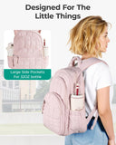 BAGSMART College Laptop Backpack, Travel Backpack for Women, Quilted Casual Daypack, Water - Resistant Bookbag for 15.6 Inch Laptop, Pink