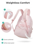 BAGSMART College Laptop Backpack, Travel Backpack for Women, Quilted Casual Daypack, Water - Resistant Bookbag for 15.6 Inch Laptop, Pink