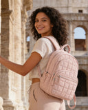 BAGSMART College Laptop Backpack, Travel Backpack for Women, Quilted Casual Daypack, Water - Resistant Bookbag for 15.6 Inch Laptop, Pink