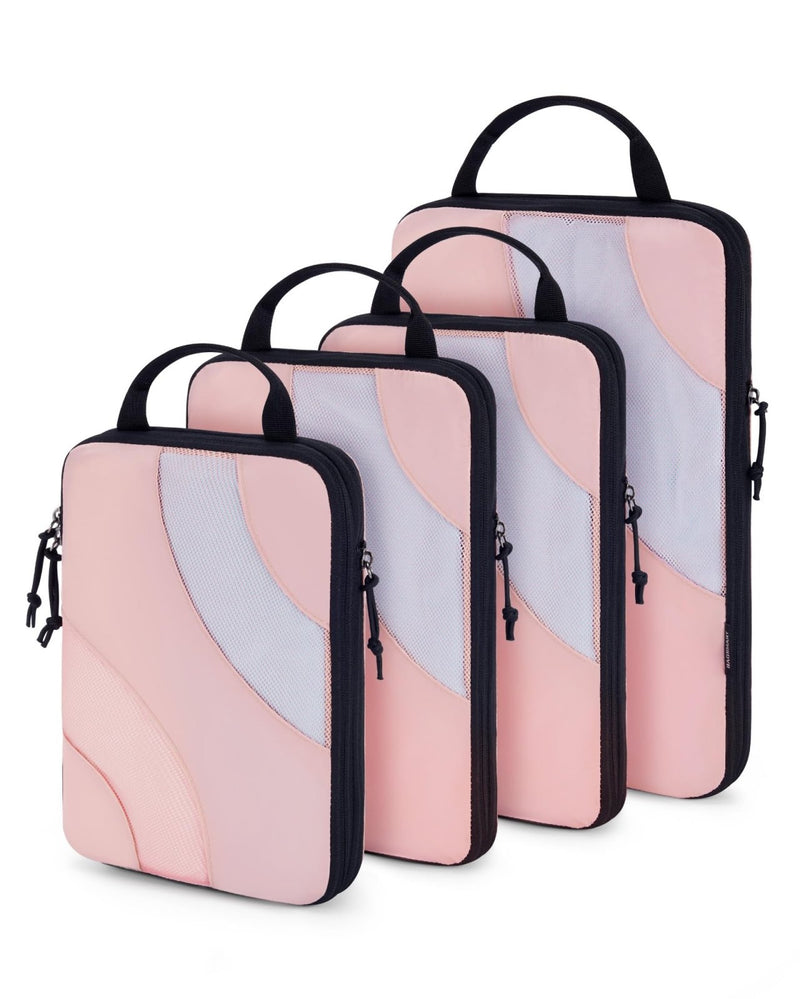 BAGSMART Compression Packing Cubes, 4 Set Travel Packing Cubes for Carry on Suitcases, Compression Suitcase Organizers Bag Set & Travel Cubes for Luggage, Lightweight Packing Organizers Baby Pink