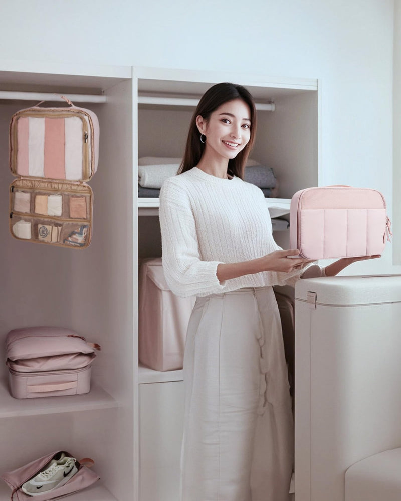 BAGSMART Compression Packing Cubes for Travel, 6/5/4set Lightweight Packing Organizers, Summer Travel Essentials Suitcase Organizer Bags Set, Standard 5 Set/White Opal